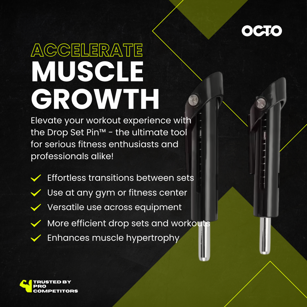 Visual breakdown of the Drop Set Pin™ benefits for faster workouts and muscle growth