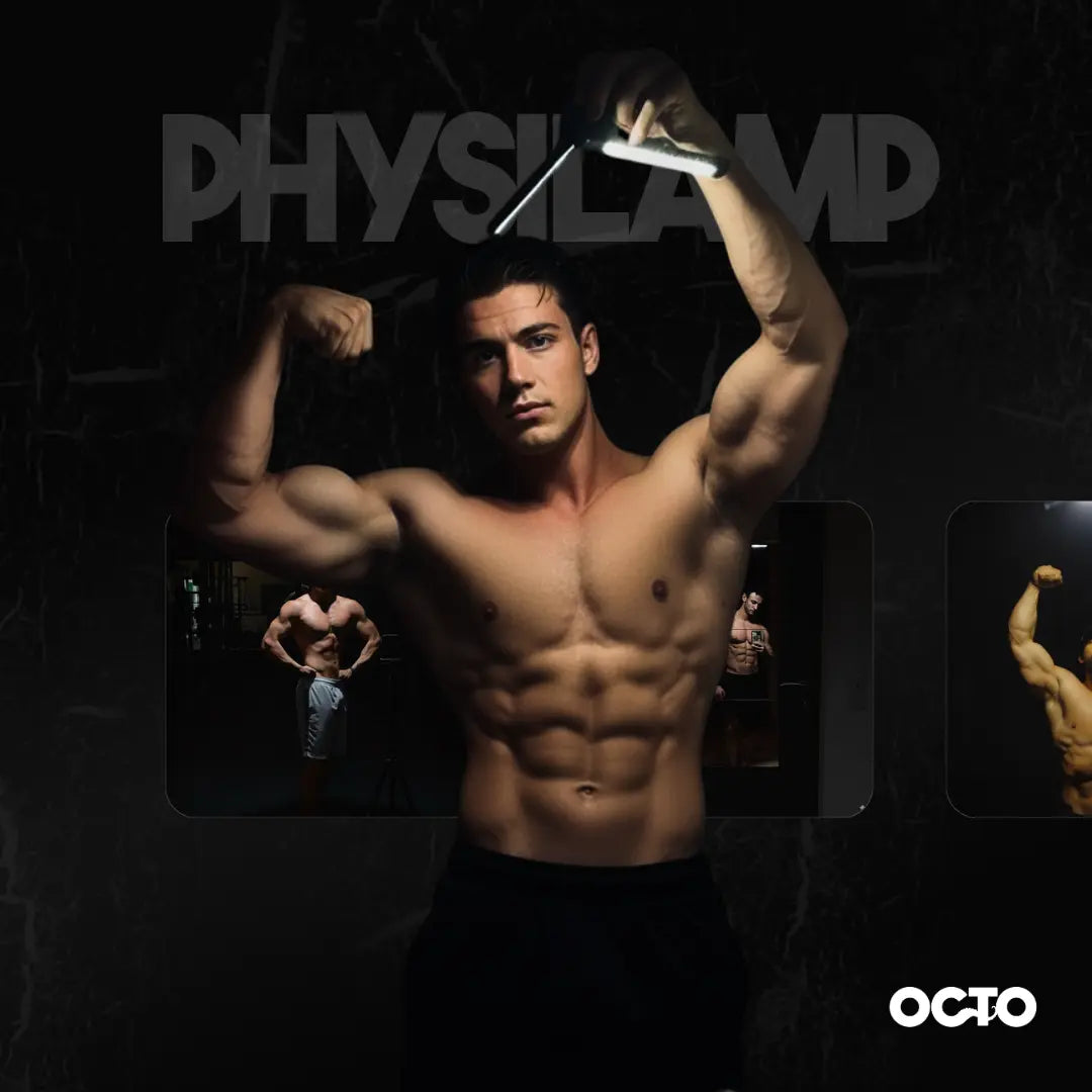 PhysiLamp professional lighting for bodybuilding progress photos and videos